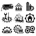 A set of vector icons for construction and industry. Royalty Free Stock Photo