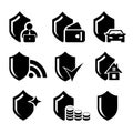 A set of vector icons of protection and security.