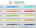 Set of vector web site headers with tabs Royalty Free Stock Photo