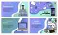 A set of vector websites for distance learning, online education and work. A flat illustration of the main page of the Royalty Free Stock Photo