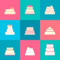 Set vector of wedding cakes.