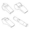 The set of vector whistles - outline illustration