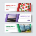 Set of vector white horizontal web banners with diagonal stripes Royalty Free Stock Photo