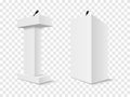 Set of Vector White Podium Tribune Rostrum Stand with Microphones Isolated Royalty Free Stock Photo