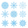 Set of vector white snowflakes.