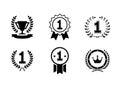 Set of vector winner emblems and leader icons