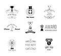 Set of vector winner logos, badges, emblems and design elements. Black icons