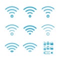 Set of vector wireless icons for wifi remote control access and radio communication