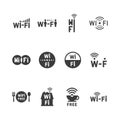 Set of vector wireless icons for wifi remote control access and radio communication