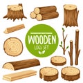 Set of vector wood logs