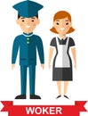 Set of vector worker man and worker woman Royalty Free Stock Photo