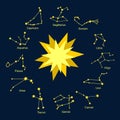 Set of vector zodiac constellations