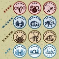 Vector retro zodiac signs set
