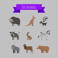 Set of Vector Zoo Wild Animals Royalty Free Stock Photo