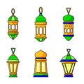 Set of vectorr lantern islam - muslim lamp celebrate holy ramadan