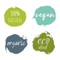 Set of vegan, eco food, bio, raw, organic green design templates Royalty Free Stock Photo