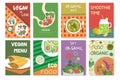 Set of vegan food colourful banners menu