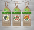 Set of vegan labels with Vegetarian meals. Menu design. Restaurant menu