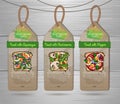 Set of vegan labels with Vegetarian toasts menu design. Restaurant menu