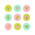 Set of vegan, natural, organic abstract icons.