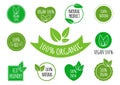 Set of vegan, organic, healthy food signs, logos, icons, labels. Healthy food badges, tags set for cafe, restaurants, products pac