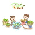 Set Cartoon washing vegetable character.