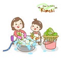 Set Cartoon washing vegetable character.