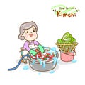 Set Cartoon washing vegetable character.