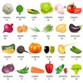 Set vegetable with calories on white Royalty Free Stock Photo