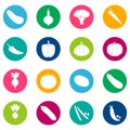 Set of vegetable icons on color background, illustration