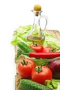 Set vegetable and jug of vegetable oil Royalty Free Stock Photo