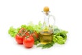 Set vegetable and jug of vegetable oil Royalty Free Stock Photo