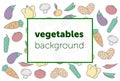 Set of vegetables. ABSTRACT BACKGROUND. set of vector icons vegetables. tomate, cucumber, carrot, peppers, eggplant, pea, onion.