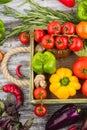 Set of vegetables in the tray