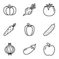 Set of veggies icon. Pictogram isolated on a white background