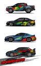 Set of vehicle graphic kit vector. Modern abstract background for car wrap branding and automobile sticker decals livery