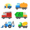 Set of vehicles. Vector illustration of toy cars in a flat style. Royalty Free Stock Photo