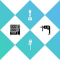 Set Vending machine, Construction jackhammer, Blender and Electric drill icon. Vector Royalty Free Stock Photo