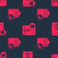 Set Verification of delivery list clipboard and Envelope with euro symbol on seamless pattern. Vector