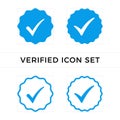 Set of verified icon vector. Guaranteed stamp or verified badge Royalty Free Stock Photo