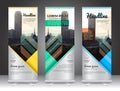 Set of vertical abstract display banner stand or roll up design
