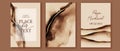 Set of vertical backgrounds. Beige, brown watercolor fluid painting vector design.