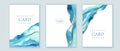 Set of vertical backgrounds. Blue, turquoise watercolor fluid painting vector design.