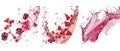 A set of 3 vertical banner flyers with splashes of juice of different red berries. The berries are hand drawn in modern Royalty Free Stock Photo