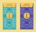 Set Vertical banners with abstract waves in blue marine Royalty Free Stock Photo
