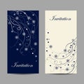 Set of vertical banners. Beautiful winter pattern with snowflakes and swirls Royalty Free Stock Photo