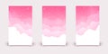 Set of vertical banners with clouds and shiny stars on pink sky Royalty Free Stock Photo