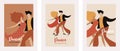 Set of vertical banners with dancing couple