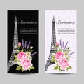 Set of vertical banners with Eiffel Tower and flowers. Royalty Free Stock Photo