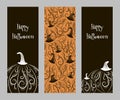 Set of vertical banners with pumpkins Royalty Free Stock Photo
